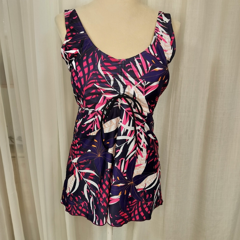 2/$30 Purple & Pink Tropical Swim Tankini Womens Plus Size XXL Beach Pool‎